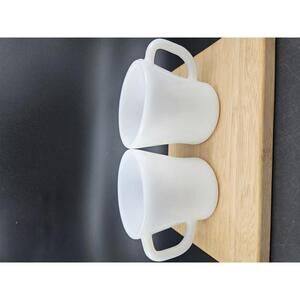 Pair of Vintage Federal Milk Glass Mugs Heat Proof USA Approx. 10–12 oz